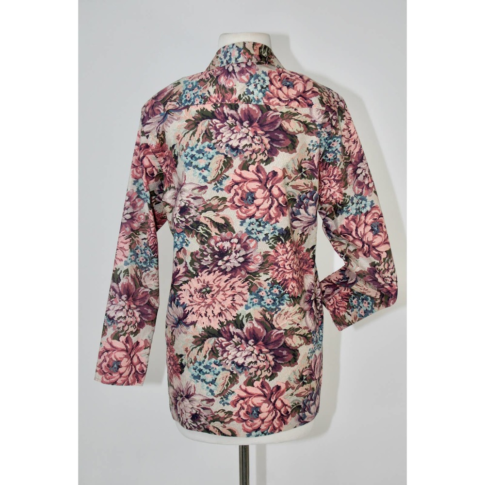 Vintage 80s Floral Blazer Tapestry Cottage Core Shabby Chic Romantic Ephemera - Picture 5 of 11